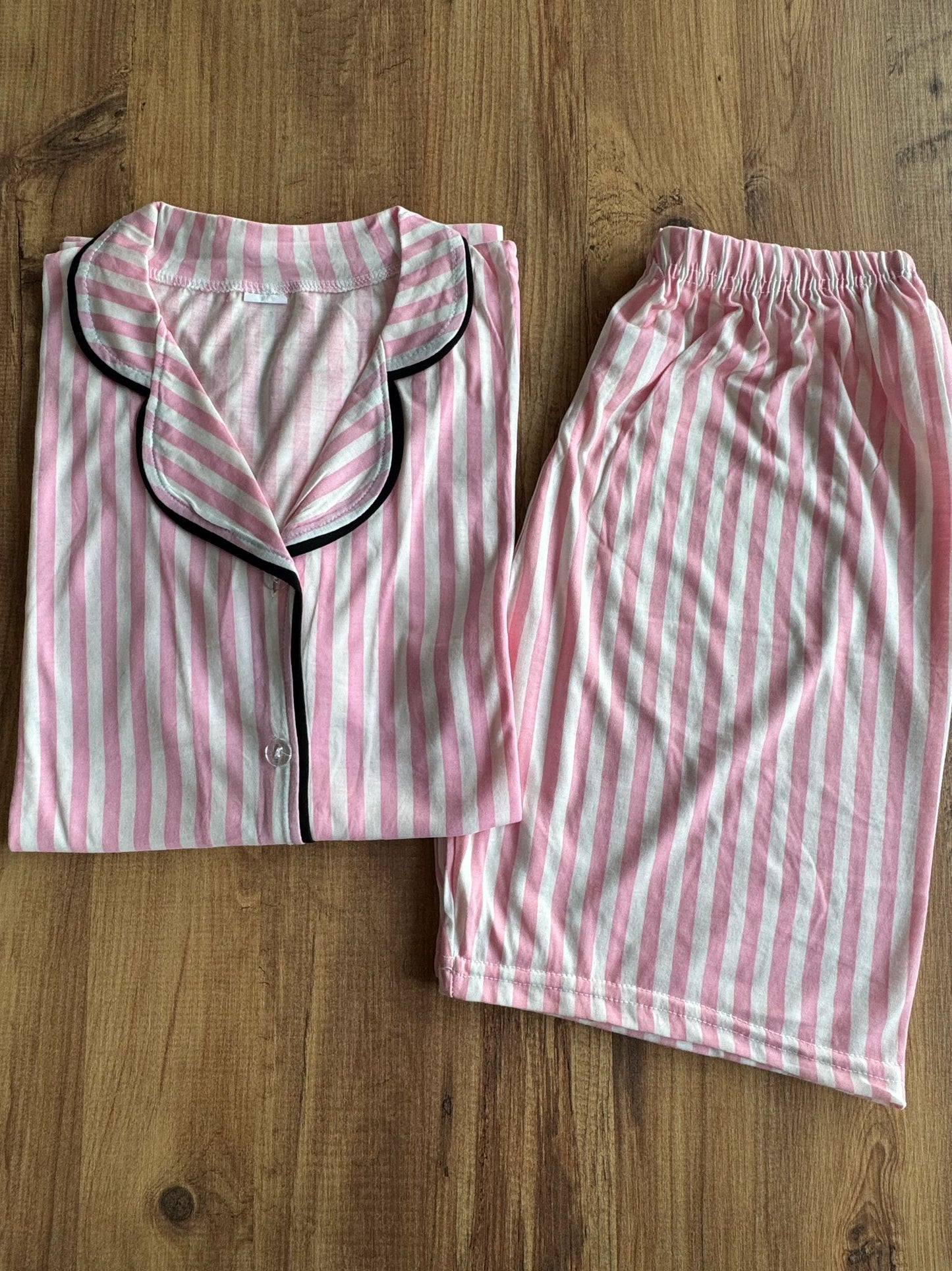 Gömlek Yaka Viskon penye şort pijama takımı